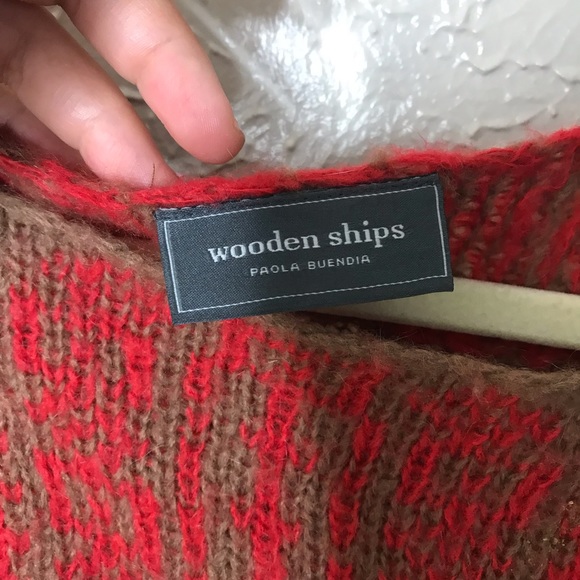 Wooden Ships Brown Embroidered Wool Knit Sweater - Picture 5 of 8